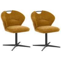 STUHL 2er-Set drehbar Chenillegewebe Senfgelb Worcester - Gelb, Textil/Metall (48/80/65cm) - Beliani