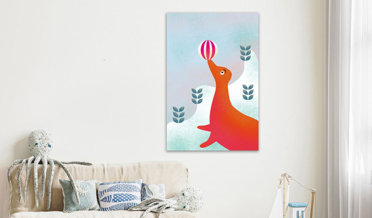 KUNSTDRUCK Blau 80/120 cm - Blau/Orange, Textil (80/120cm) - KUNSTLOFT