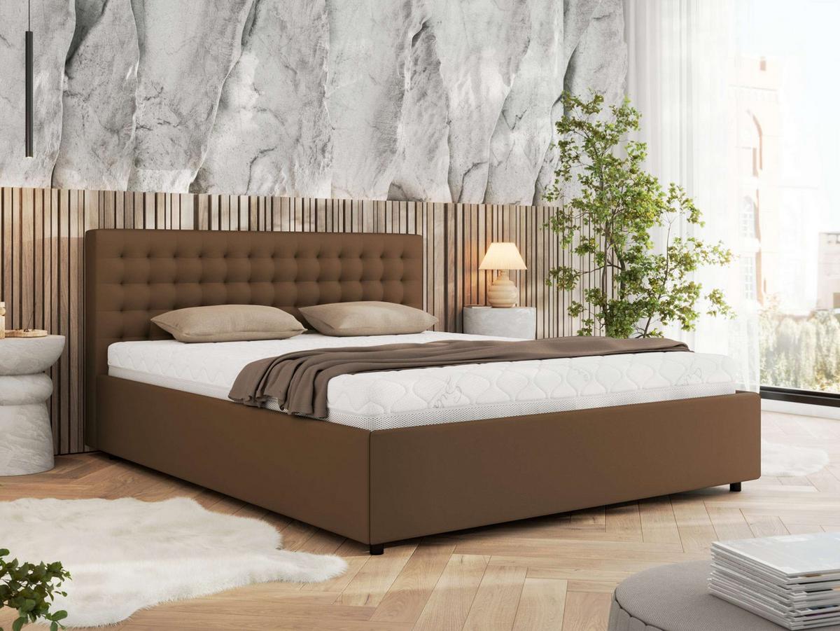 POLSTERBETT PAVO CLASSIC 140/200 - Braun Kunstleder - Multipocket-Matratze - Braun, Textil (140/200cm) - MKS