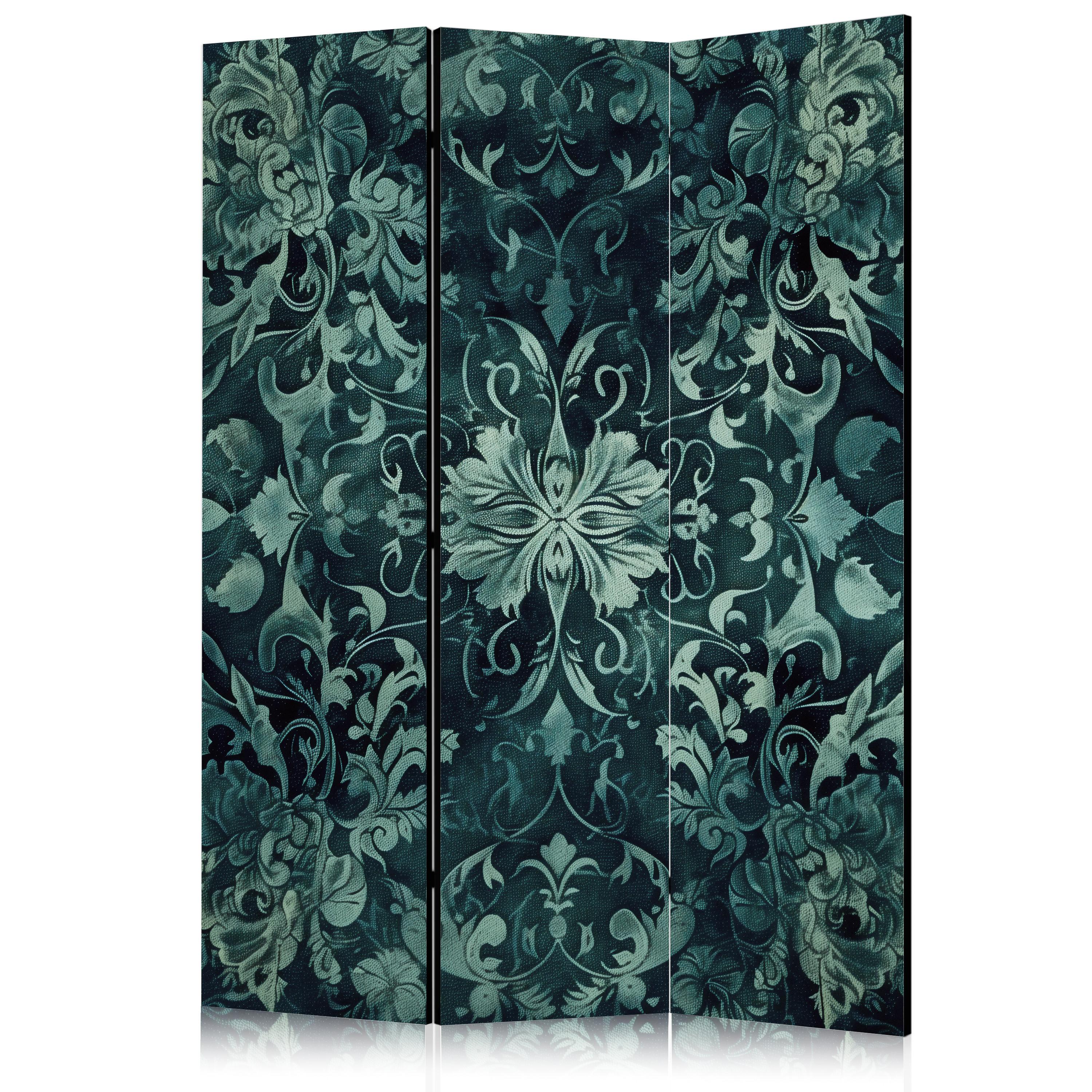 PARAVENT Akustik 3-tlg 135x172 cm Smaragdgr ne Ornamente - Grün, Holz/Textil (135/172/3cm) - Muralo