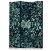 PARAVENT Beidseitig Bedruckter 3-tlg 135x172 cm Smaragdgr ne Ornamente - Grün, Holz/Textil (135/172/3cm) - Muralo