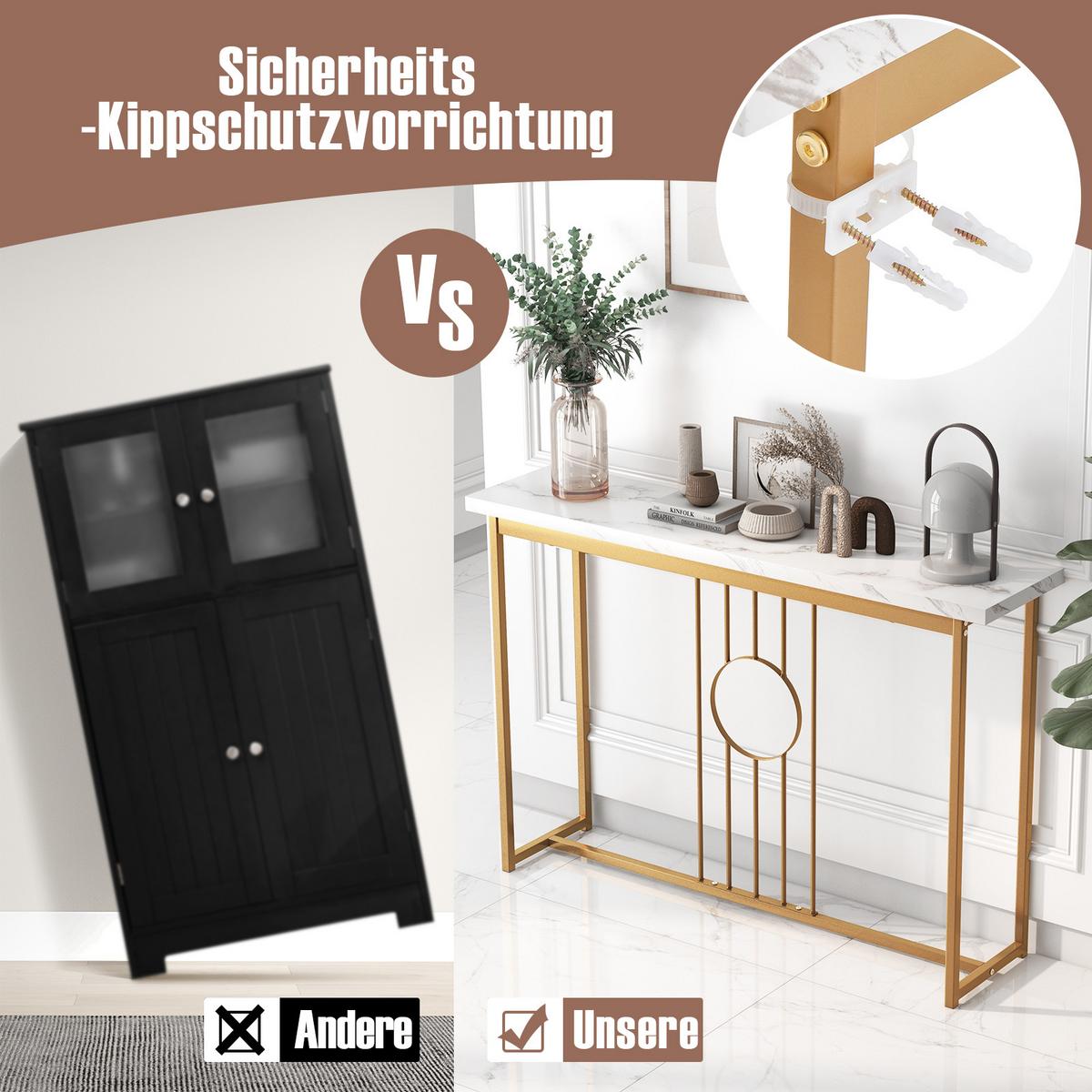 KONSOLENTISCH Weiß - Weiß, Holzwerkstoff (30/120/80.5cm) - COSTWAY