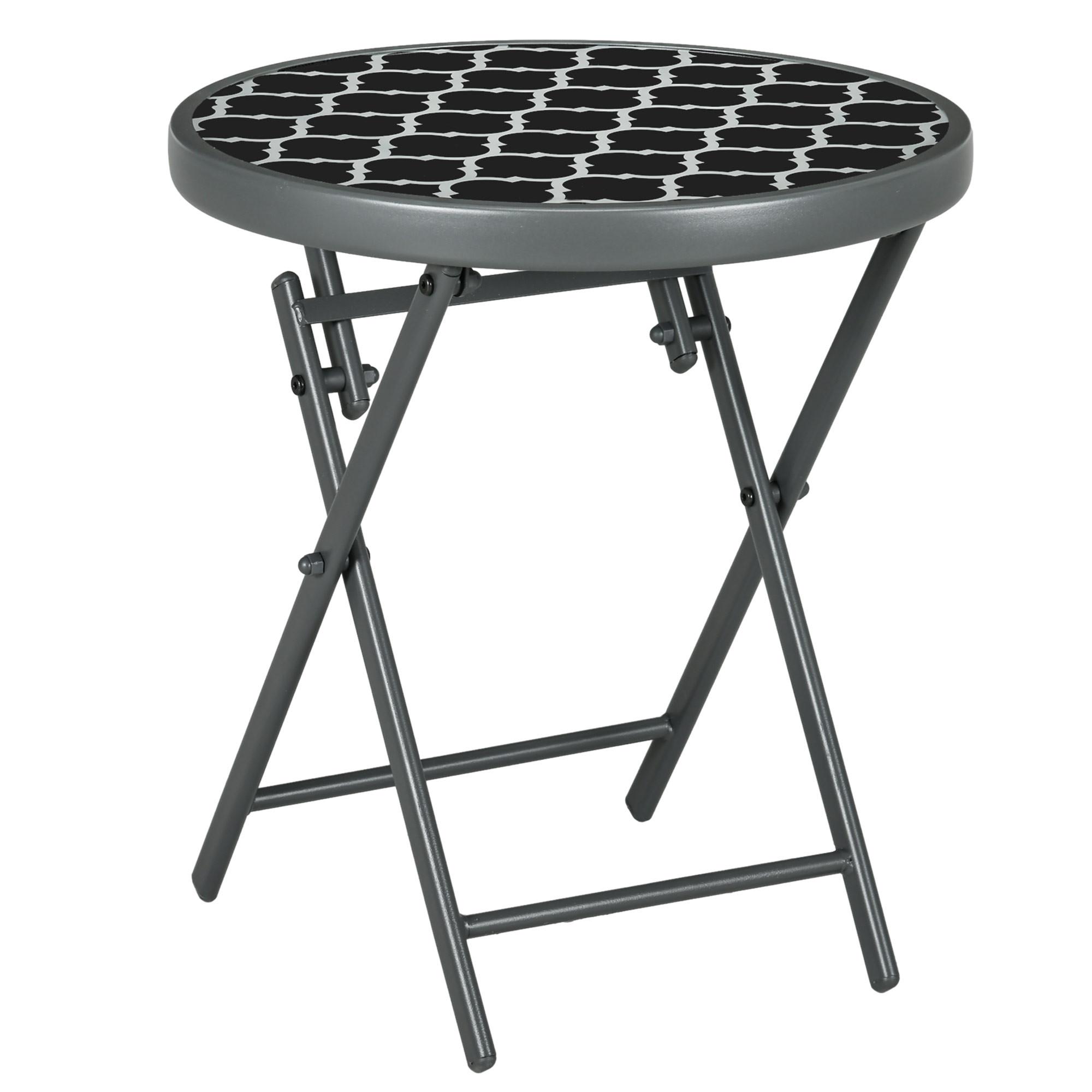 BEISTELLTISCH, Schwarz, Metall, Glas - Schwarz, Glas/Metall (45/45/50cm) - Outsunny