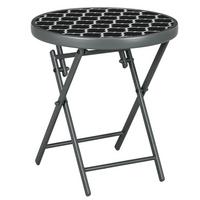 BEISTELLTISCH, Schwarz, Metall, Glas - Schwarz, Glas/Metall (45/45/50cm) - Outsunny