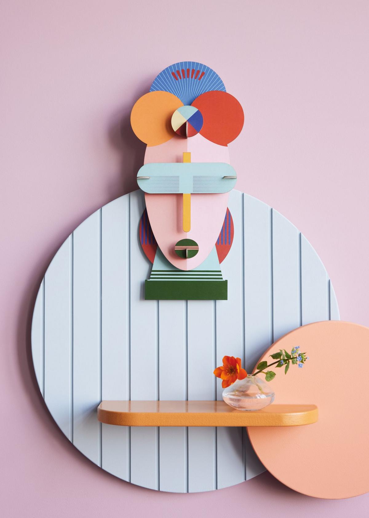 WANDDEKO Geos Gesicht 4.9/35.3 cm - Multicolor, Wellpappe (4.9/35.3/17cm) - Studio Roof