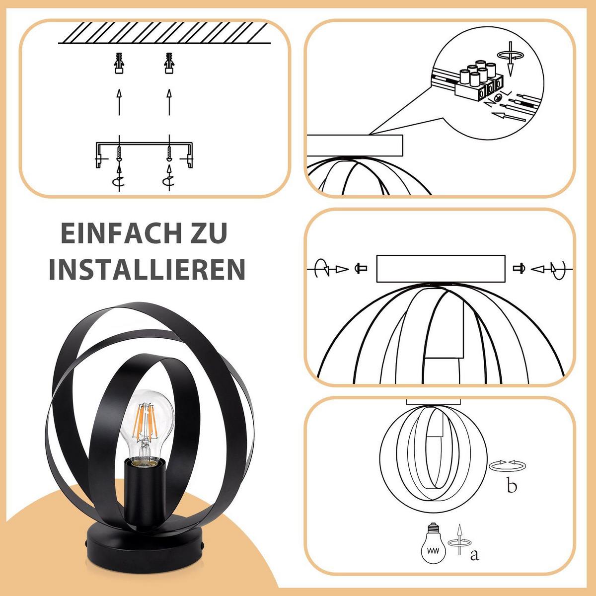 DECKENLEUCHTE Ansel 24/12/27 cm - Schwarz, Metall (24/12/27cm) - Nettlife