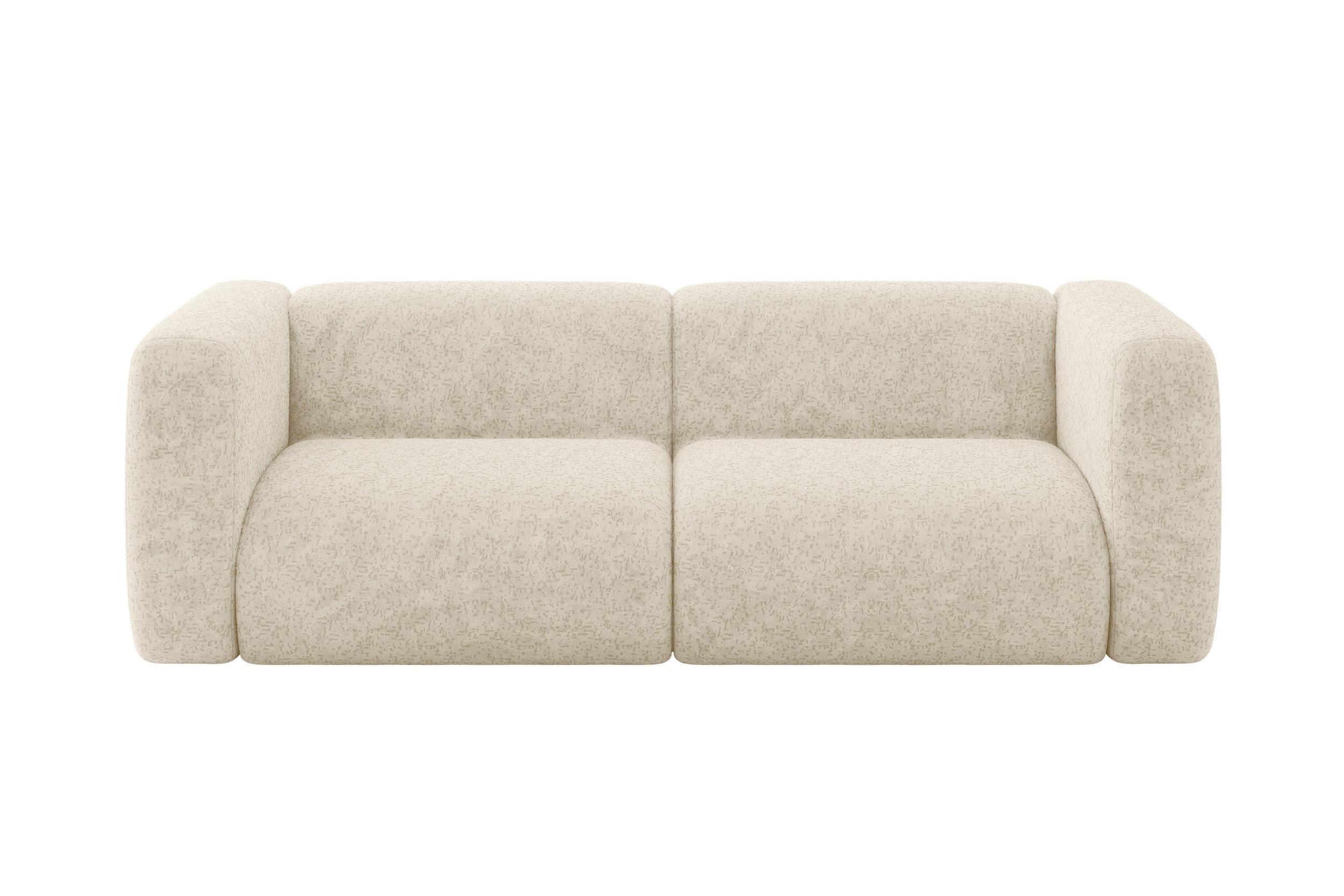 MODULARES Sofa 2-SITZER MIRA-S1 228x89x70 Creme cm Velours - Creme/Schwarz, Holzwerkstoff/Kunststoff (228/70/89cm) - ALTDECOR