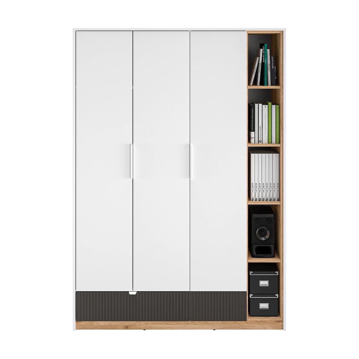 KLEIDERSCHRANK 3 Türen Ronan Weiß - Weiß, Holzwerkstoff (138/196/53cm) - Petits-meubles