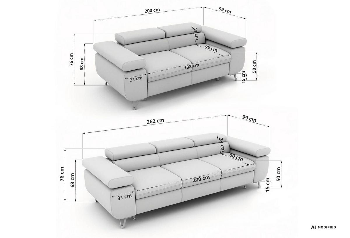 SITZGARNITUR PETERS 2+3 - Hellbraun Cord - Hellbraun/Schwarz, Textil/Metall (262/76/99cm) - MKS