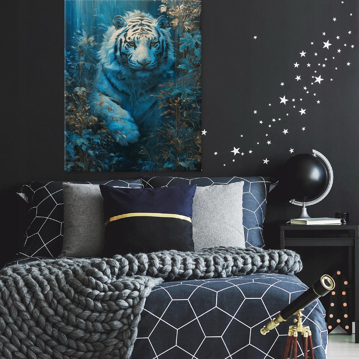 LEINWANDBILD Tiger Tiere Blau 70x100 cm - Multicolor, Holzwerkstoff (70/100cm) - Wallarena