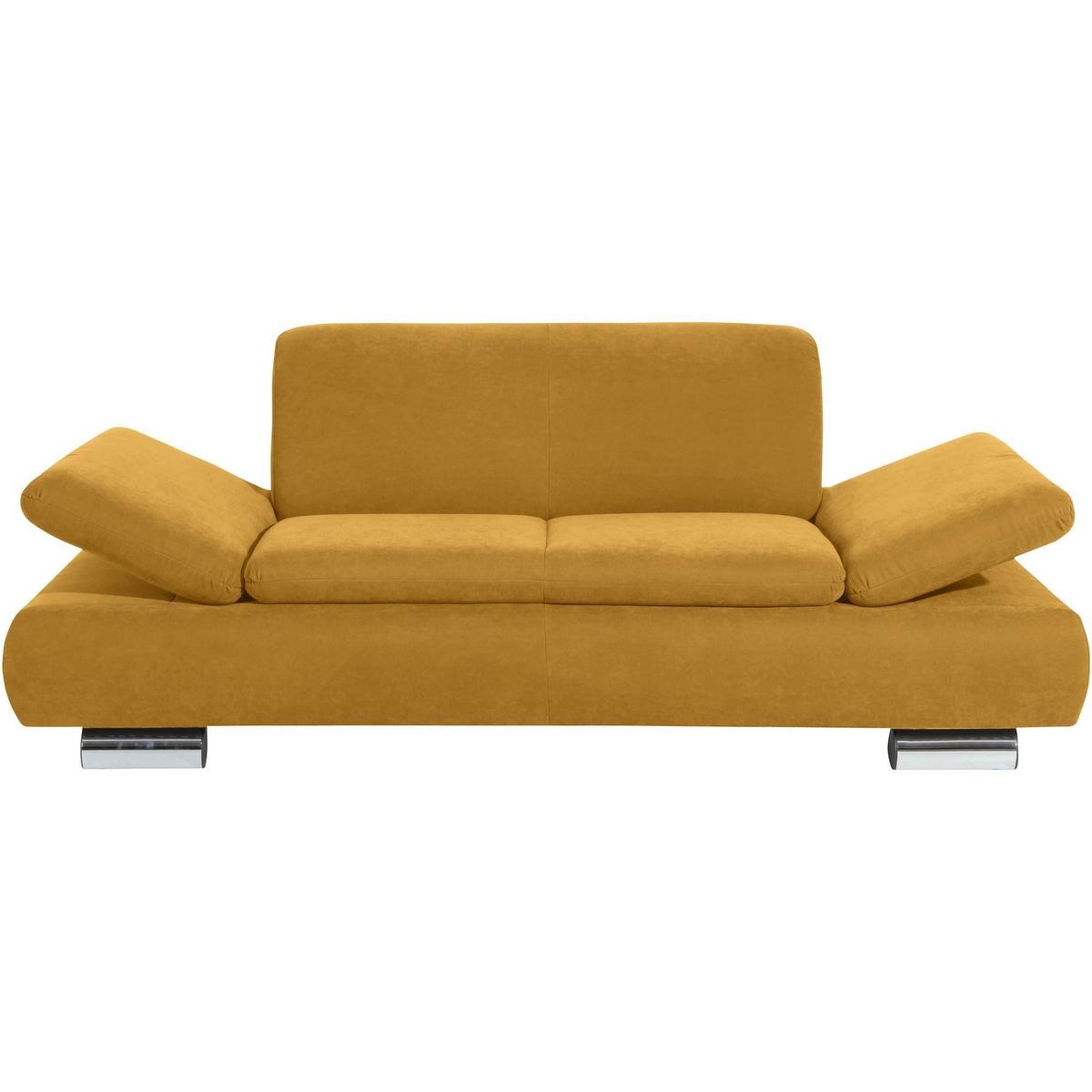 SOFA 2-Sitzer Kaye Bezug Veloursstoff Metallfuß verchromt / mais - Gelb, Kunststoff (190/76/90cm) - 58aufmkessel