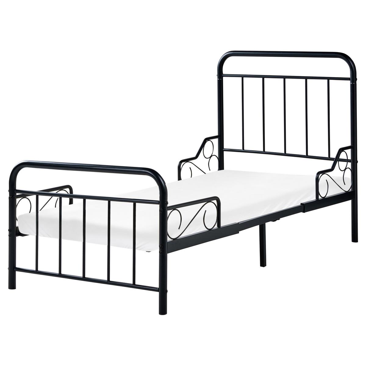 KINDERBETT mitwachsend Metall 90/200 cm Schwarz Anais - Schwarz, Metall (90/200cm) - Beliani