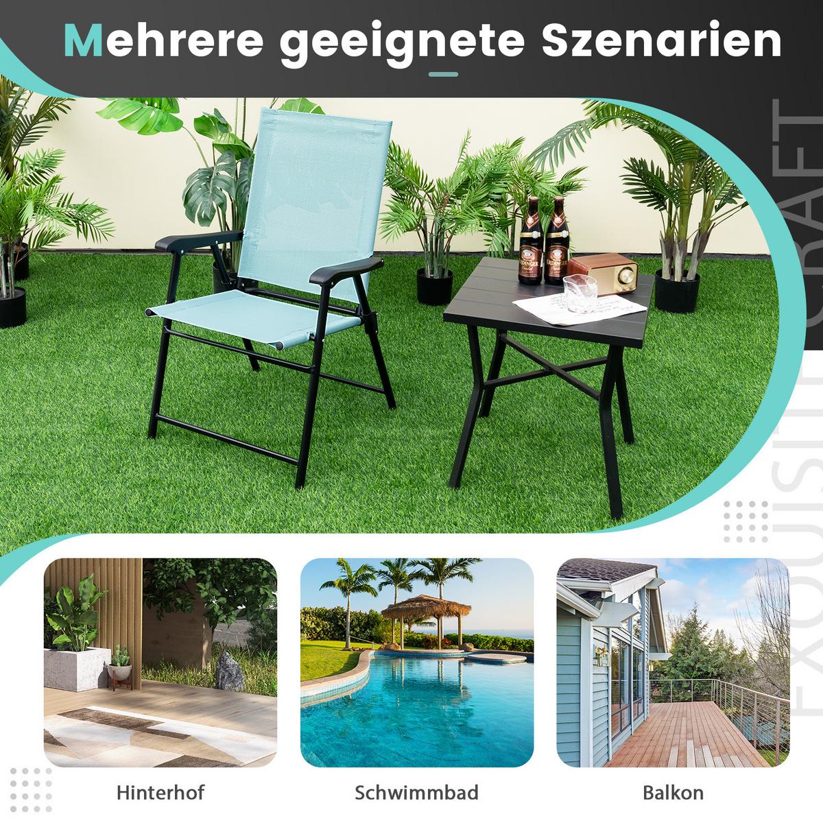 TERRASSENSTUHL Minzgrün (4-teilig) - Mintgrün, Metall (65/93/60cm) - COSTWAY