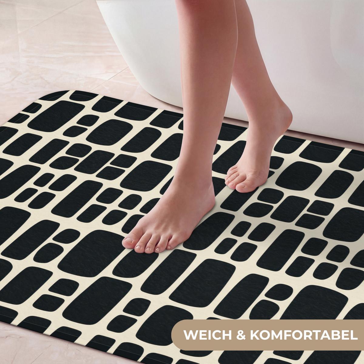 BADEMATTE Modern - Bio - Schwarz 60x120 cm - Anthrazit, Textil (60/120cm) - OnlyWow
