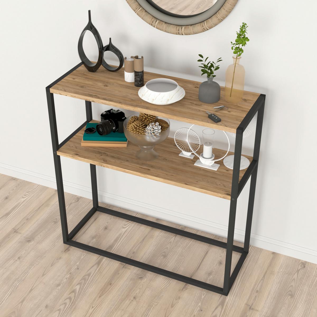 KONSOLENTISCH Hemsedal - Eichefarben, Holzwerkstoff (34/90/90cm) - [en.casa]