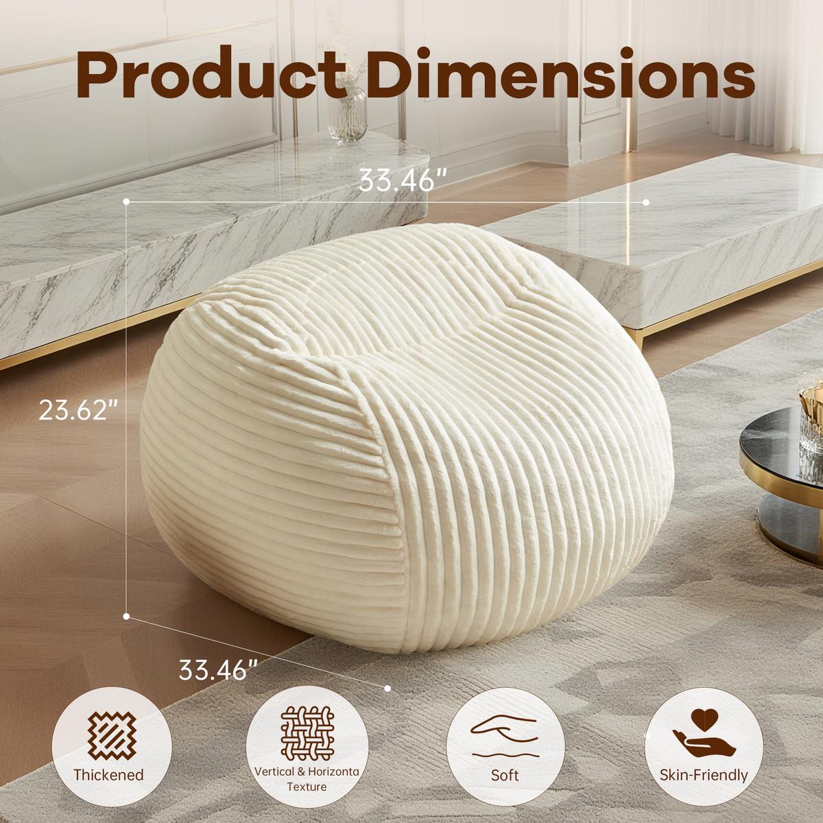 SITZSACK XXL Beige aus edlem Cord Ergonomischer Montagefrei - Beige, Textil (34/24/34cm) - Urban Meuble