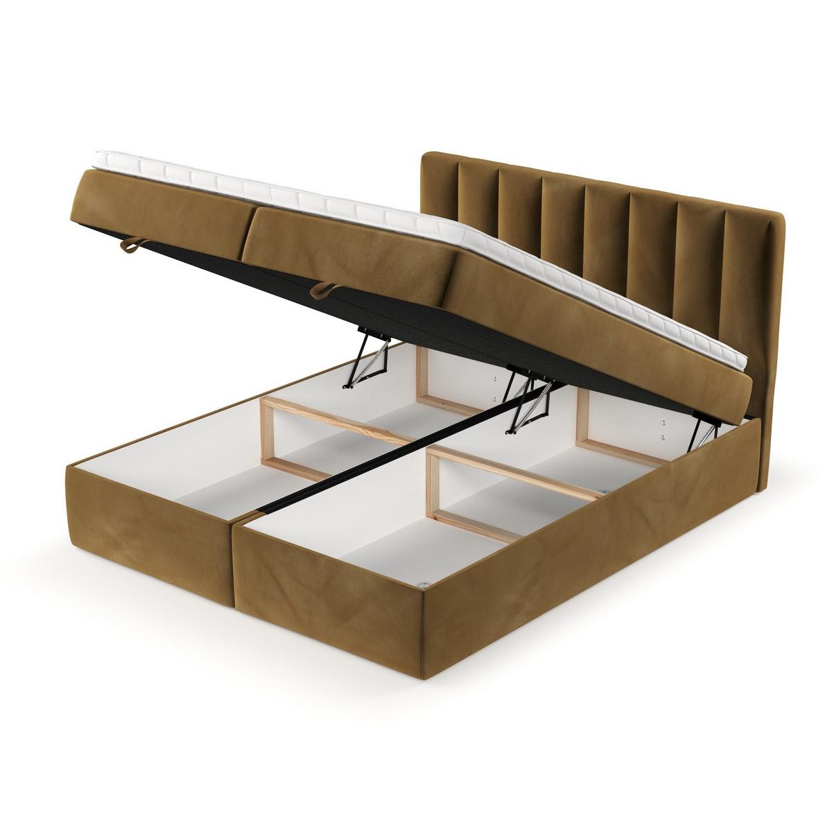 BOXBETT Lusso 140/200 cm Honiggelb im Kronos Stoff - Schwarz/Honig, Holz/Holzwerkstoff (140/200cm) - AltaBeds