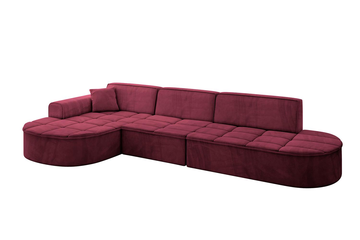 ECKSOFA Ottomane Links TARO-L2 - 328x171x79,5 cm Bordeauxrot - Bordeaux, Holzwerkstoff/Textil (328/171cm) - ALTDECOR
