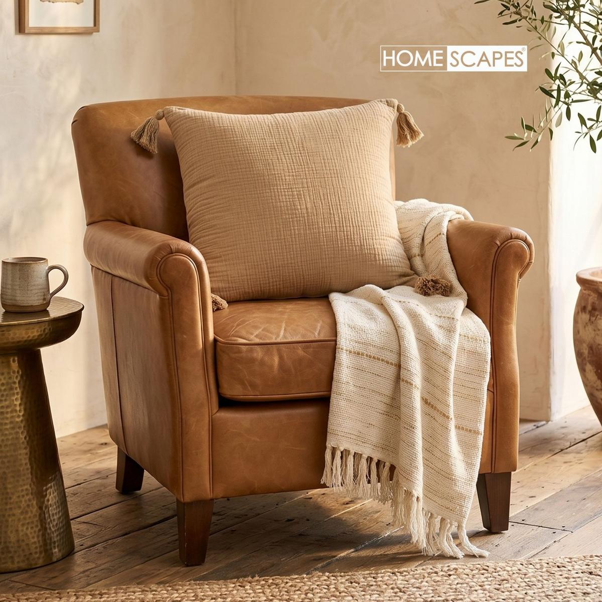 DEKOKISSEN Musselin mokka mit Quasten, 45/45 cm - Mokka, Textil (45/45cm) - Homescapes