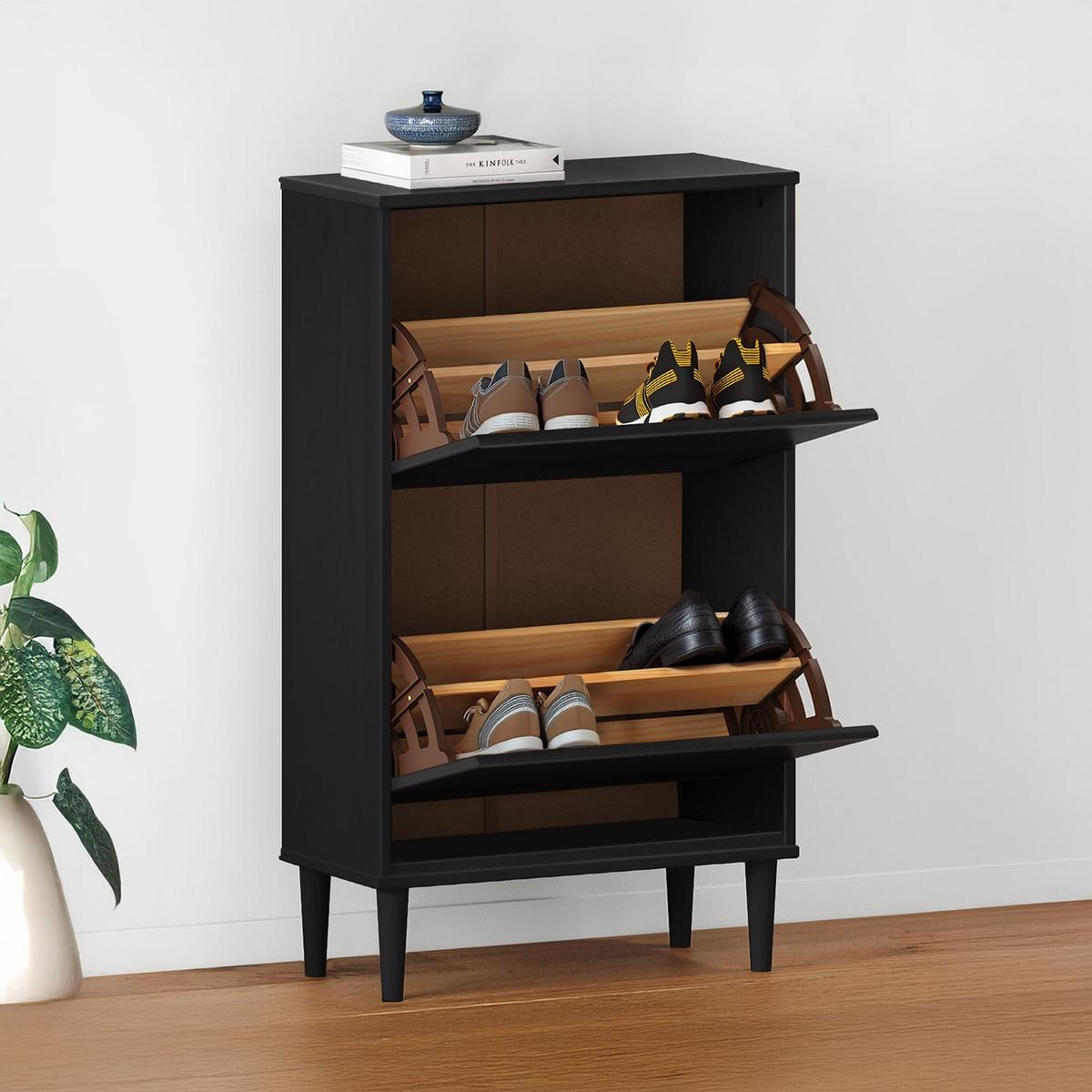 SCHUHKIPPER MIKKA schwarz - Schwarz, Holz (59/96/25cm) - IDIMEX
