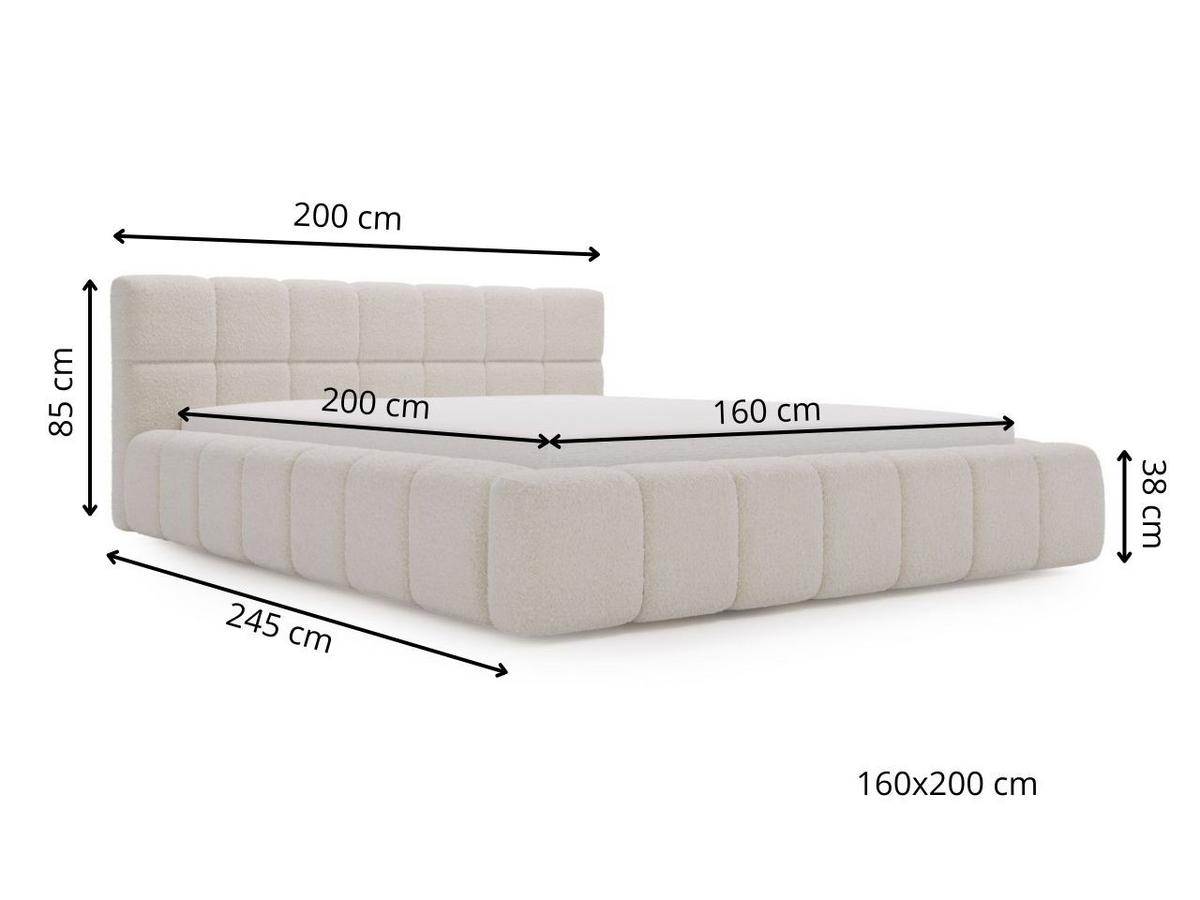POLSTERBETT Alicante Bouclé-Stoff 160x200 Hellgrau - Hellgrau, Textil (160/200cm) - Graingold