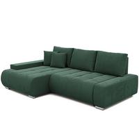 ECKSOFA NIKO Links, mit Schlaffunktion und Bettkasten, Grün - Grün, Textil (227/153cm) - Idohome