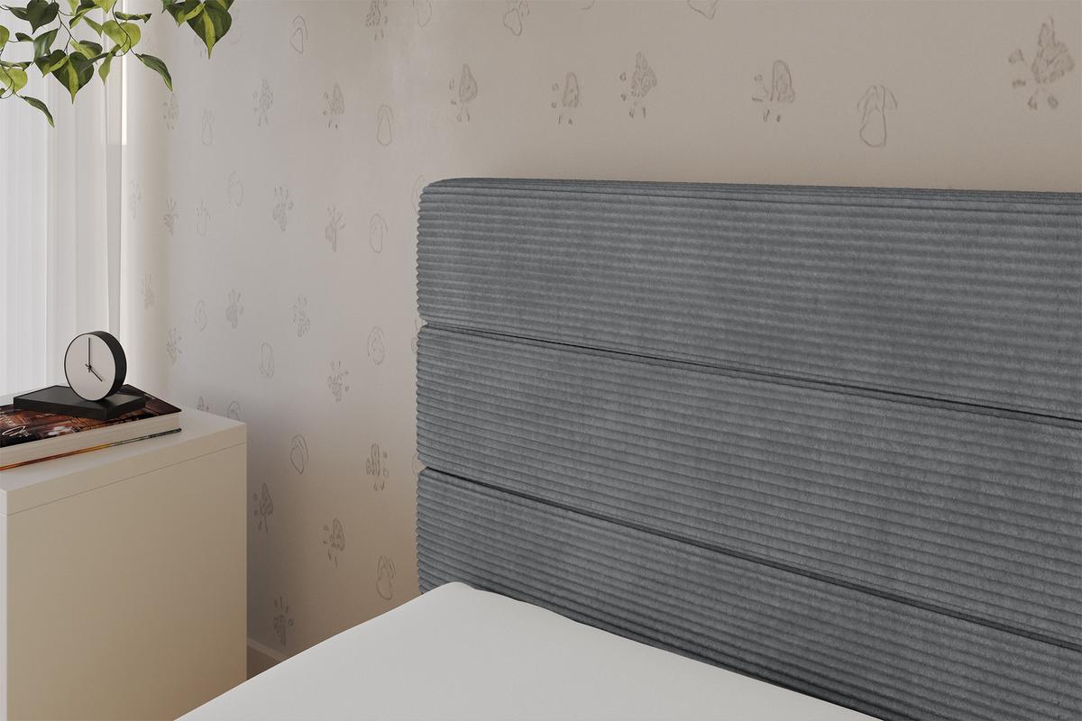 EINZELLBETT Jugendbett mit Bettkasten, Rechts - BEMY 100x200 Dunkelgrau - Schieferfarben, Holzwerkstoff/Textil (100/200cm) - ALTDECOR