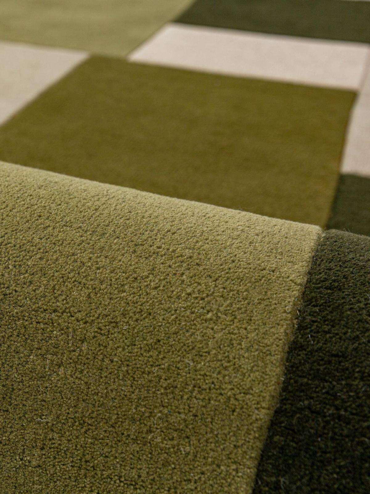 TEPPICHLÄUFER handgetuftet HALLEIN, Farbblöcke, Erdtöne-Grün, 66 x 300 cm - Grün, Textil (66/300cm) - KADIMA DESIGN