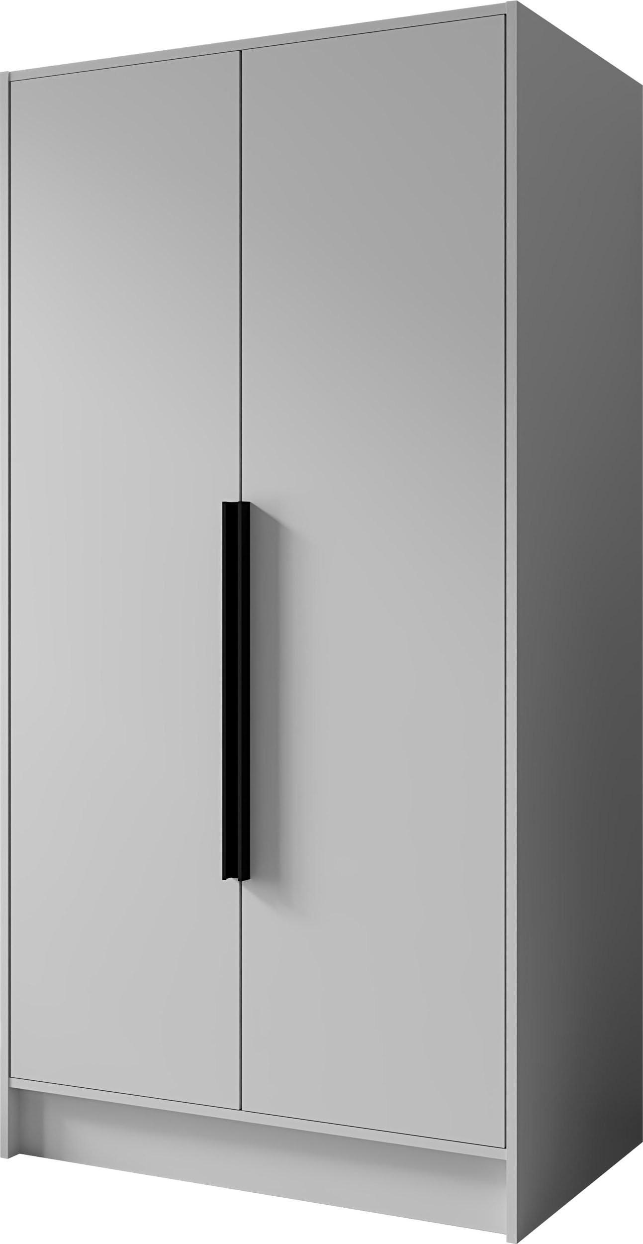 KLEIDERSCHRANK Mono Bis im Skandi-Stil, Drehtüren mit Schwarze Metallgriffe, Weiß 102/200/51 cm - Schwarz/Weiß, Holzwerkstoff (102/200/51cm) - WFL GROUP