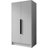 KLEIDERSCHRANK Mono Bis im Skandi-Stil, Drehtüren mit Schwarze Metallgriffe, Weiß 102/200/51 cm - Schwarz/Weiß, Holzwerkstoff (102/200/51cm) - WFL GROUP