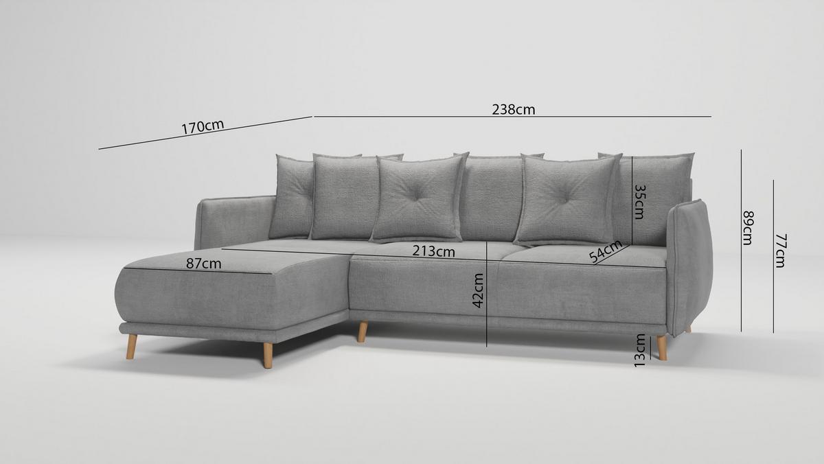 ECKSOFA Chroma Grau Luxusmicrofaser - Braun/Grau, Holz/Textil (238/170cm) - S-Style