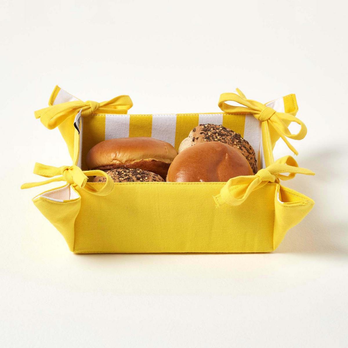 BROTKORB Streifen – faltbar mit Wende-Design - Hellgelb, Textil (22/7/22cm) - Homescapes