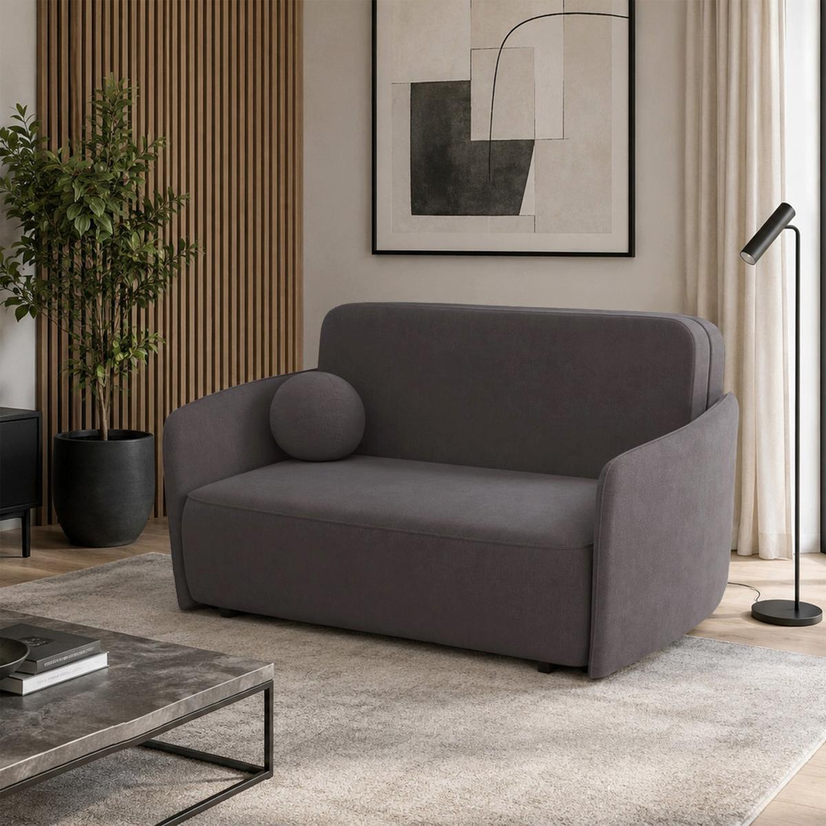 SCHLAFSOFA Paxi 165 cm - Graubraun/Schwarz, Textil/Metall (165/84/106cm) - Selsey