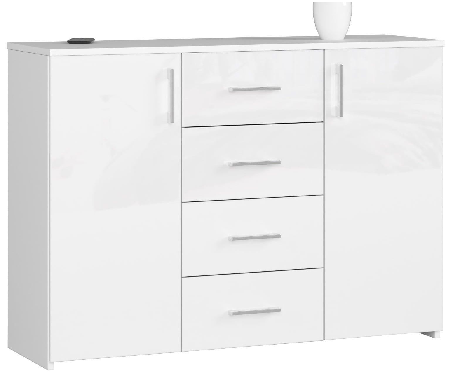 KOMMODE Weiß, Weiß Glanz 80/110/35 - Weiß, Holzwerkstoff (110/80/35cm) - RAUMHIRSCH FURNITURE