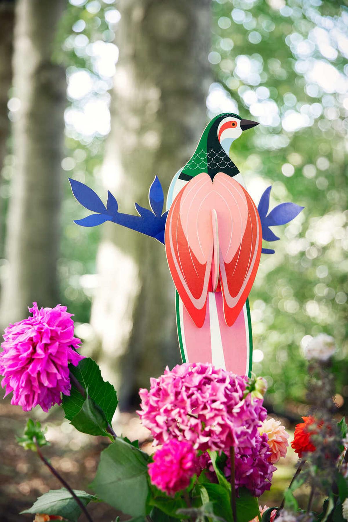 WANDDEKO Tropenvogel-Paradies 23/7 cm - Pink/Grün, Wellpappe (23/7/27cm) - Studio Roof