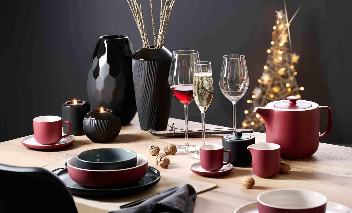 KERZENHALTER Onyx schwarz 22,5 cm 2er Set - Schwarz, Keramik (11.5/22.5/11.5cm) - Ritzenhoff Breker