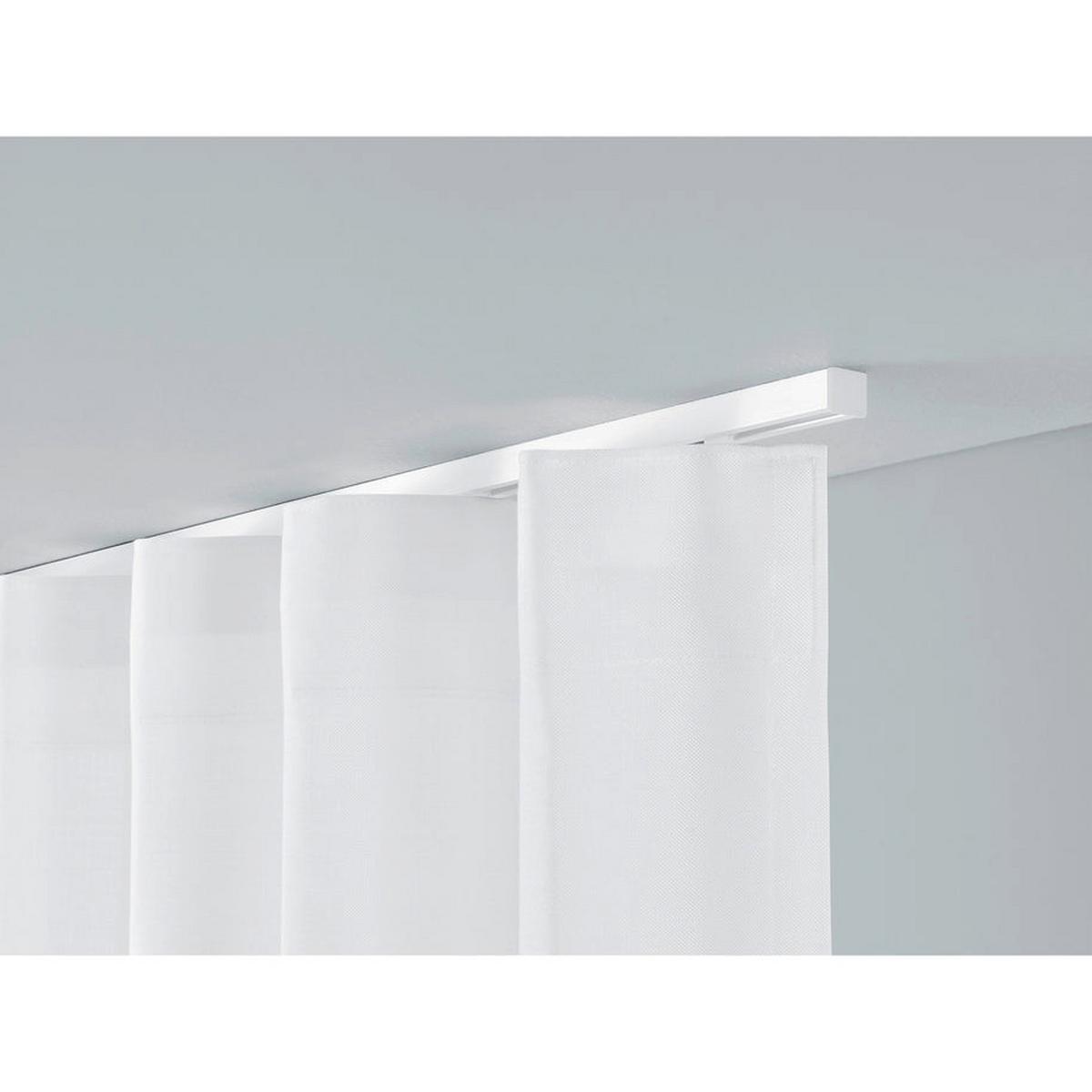 GARDINENSCHIENE auf Maß 1-lauf Deckenmontage Square 570cm - Weiß, Metall (570cm) - Deco-Raum