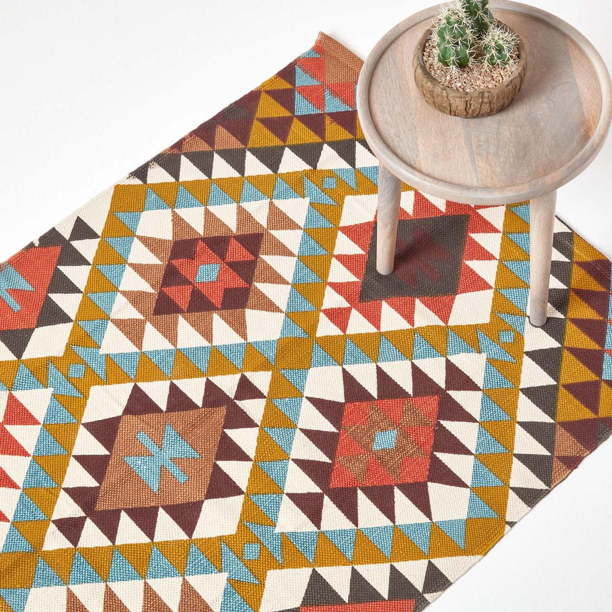 BAUMWOLLTEPPICH Oslo geometrisch 90/150 cm - Multicolor, Textil (90/150cm) - Homescapes