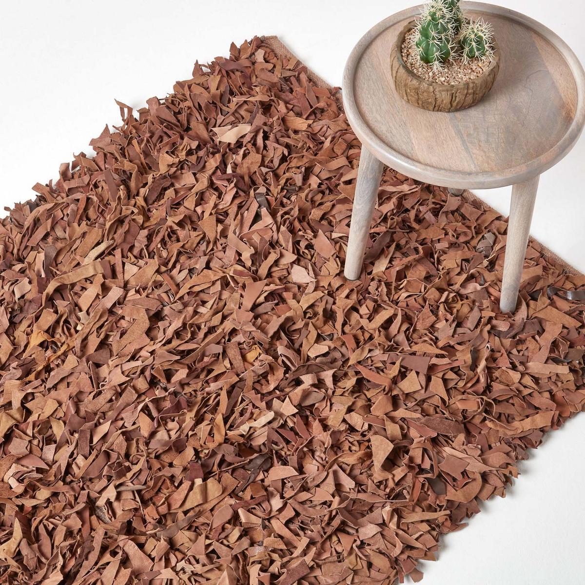 SHAGGY-TEPPICH Dallas 90/150 cm - Cognac, Leder (90/150cm) - Homescapes