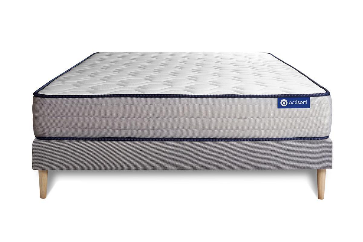 BETT Actimemo form Memory-Schaum 200 x 200 cm h3 - Kit Bettgestell Grau - Beige/Grau, Karton/Holz (200/200cm) - ACTISOM