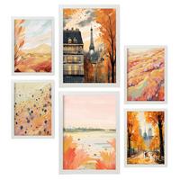 POSTER Set Mit 6 Pariser Außenbezüge In Damenplakat A3 & A4 Weißer Rahmen - Weiß, Papier (29/3cm) - Nacnic