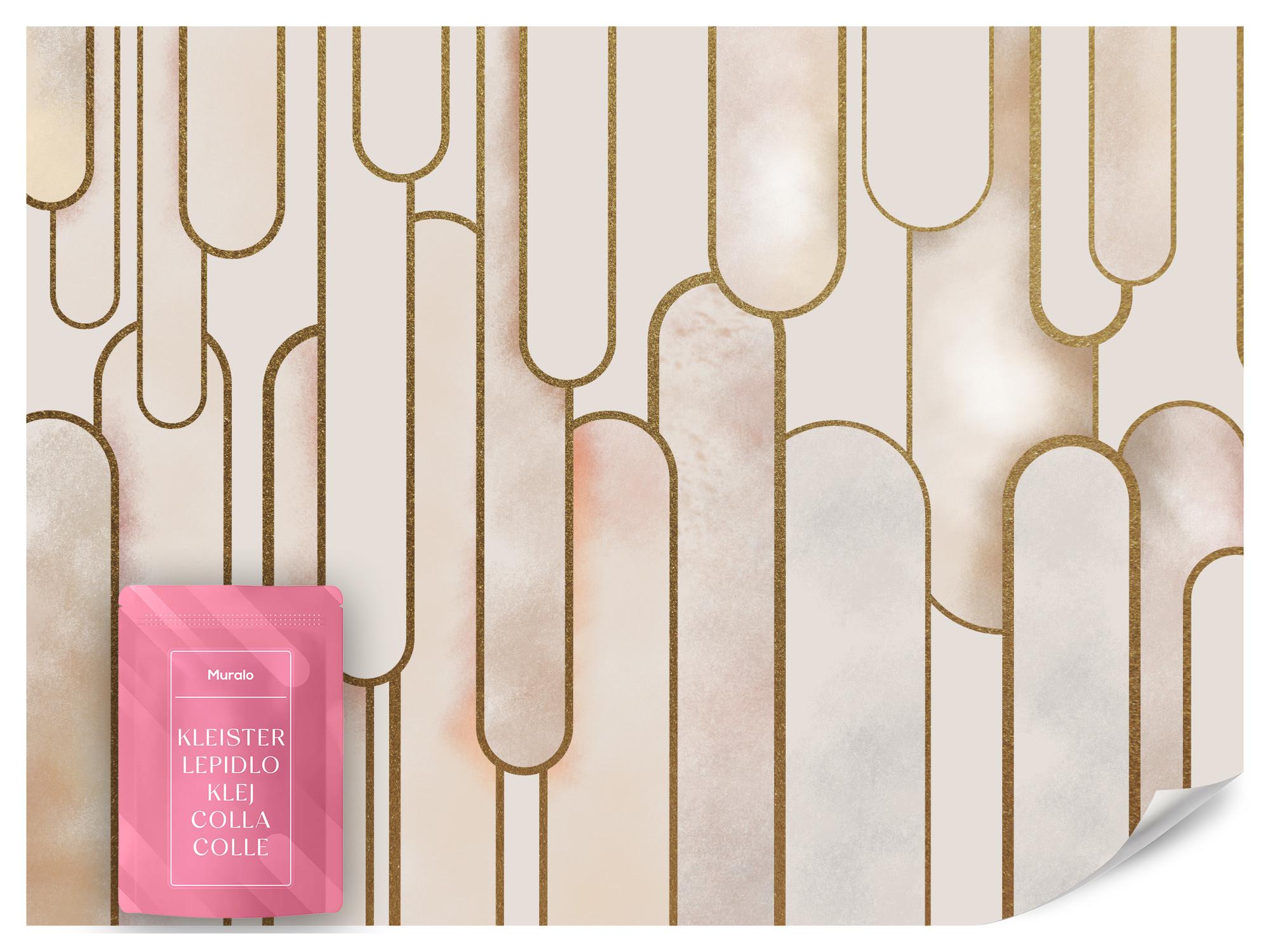 FOTOTAPETE für Wohnzimmer Abstraktion Art Deco 350x256 - Beige/Rosa, Papier (350/256cm) - Muralo