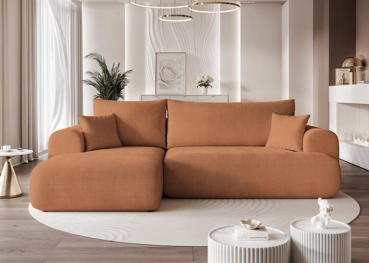 ECKSOFA BLOOM Links mit Schlaffunktion und Bettkasten Orange - Orange, Kunststoff/Textil (263/150cm) - Idohome