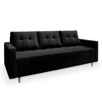 BETTSOFA MILO Schwarz Plüsch-Stoff mit Schlaffunktion - Schwarz, Textil (220/93/87cm) - MASSENO