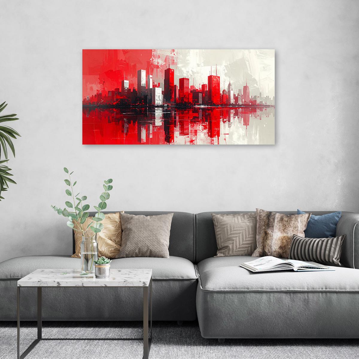 LEINWANDBILD Städte & Architektur 80x40cm - Rot, Textil (80/40cm) - Feeby