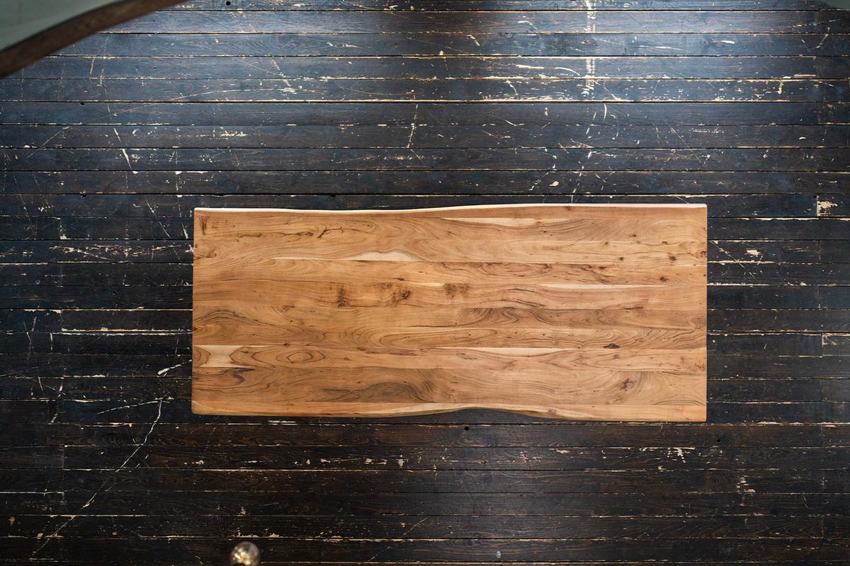 ESSTISCH MIT BAUMKANTE SELVA Braun Akazie - Schwarz/Braun, Holz/Metall (100/200/78cm) - KAWOLA