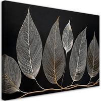 WANDBILD minimalismus hinterlässt zweig glamour silber - Silberfarben, Textil (60/40cm) - Feeby