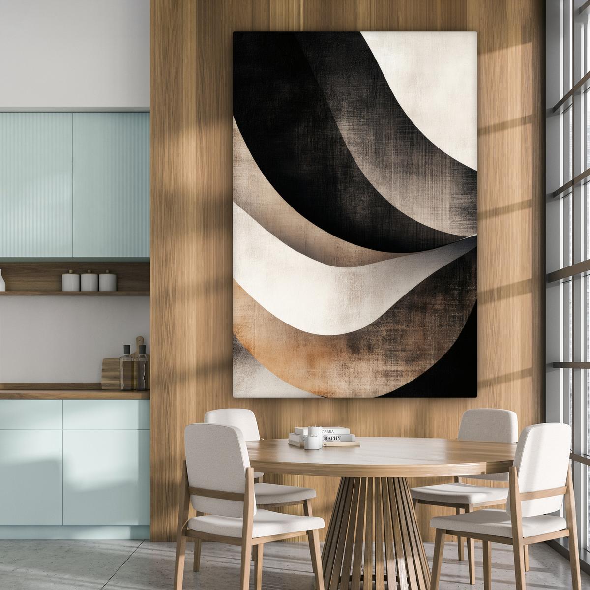 LEINWANDBILD Abstrakt - Wellen - Schwarz - Verwittert Deko Groß 90x140 cm - Trüffeleichefarben, Textil (90/140cm) - MuchoWow
