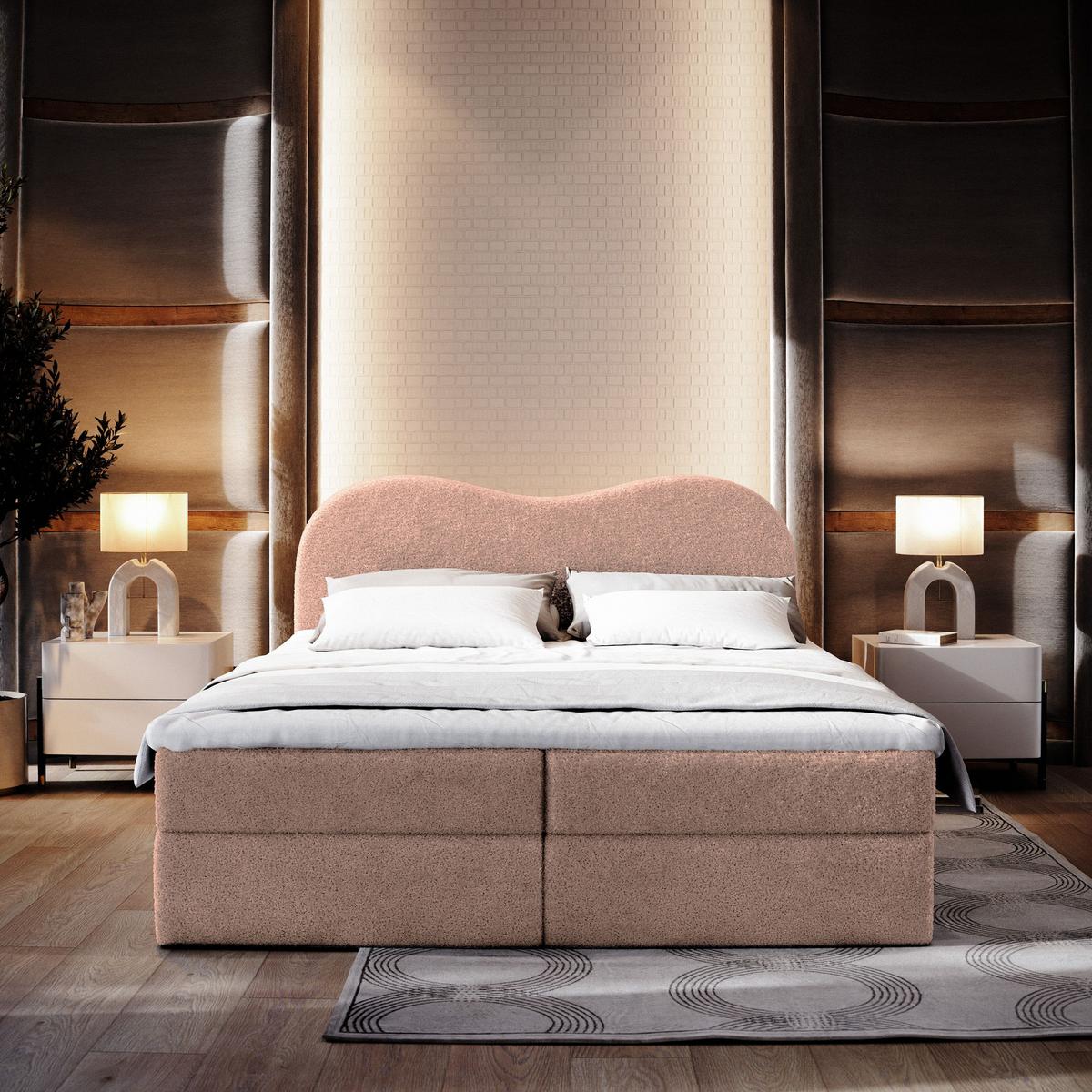 BOXBETT FLUVIA N 180x200 cm mit Matratze und Topper - Rosa - Rosa, Holz (180/200cm) - MASSENO