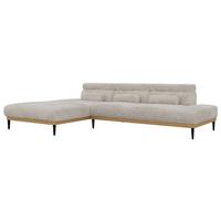 ECKSOFA PAVERO L - Beige Cord - Links Seite - Beige/Schwarz, Textil/Metall (205/316cm) - MKS